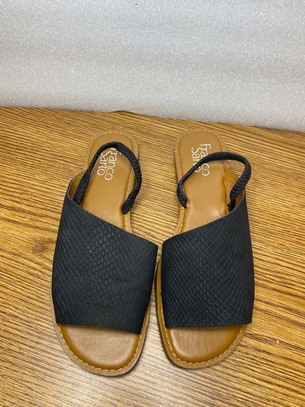Franco Sarto Women Glory Open Toe Slingback Sandal Minimalist Neutral 7.5M Black